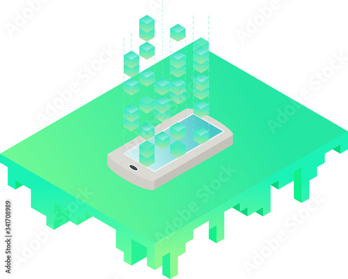 Smartphone bits transmit. Isometric art