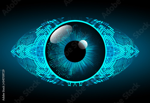 Blue eye cyber circuit future technology concept background