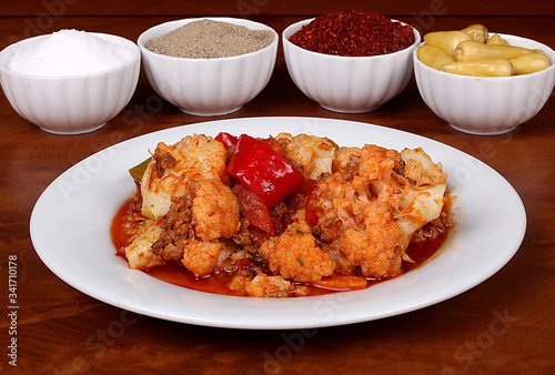 very nice mince cauliflower turkish spicy photo