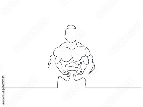 Bodybuilding isolated line drawing, vector illustration design. Sport collection.