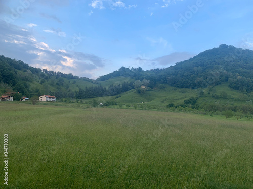 landscape with mountains and blue sky