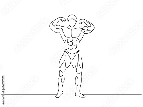 Bodybuilding isolated line drawing, vector illustration design. Sport collection.