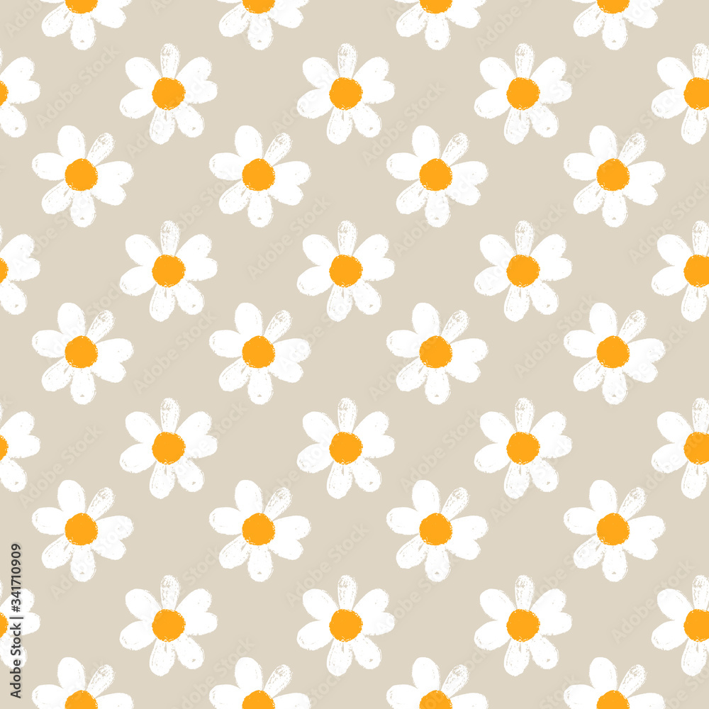 minimal botanical pattern with daisies