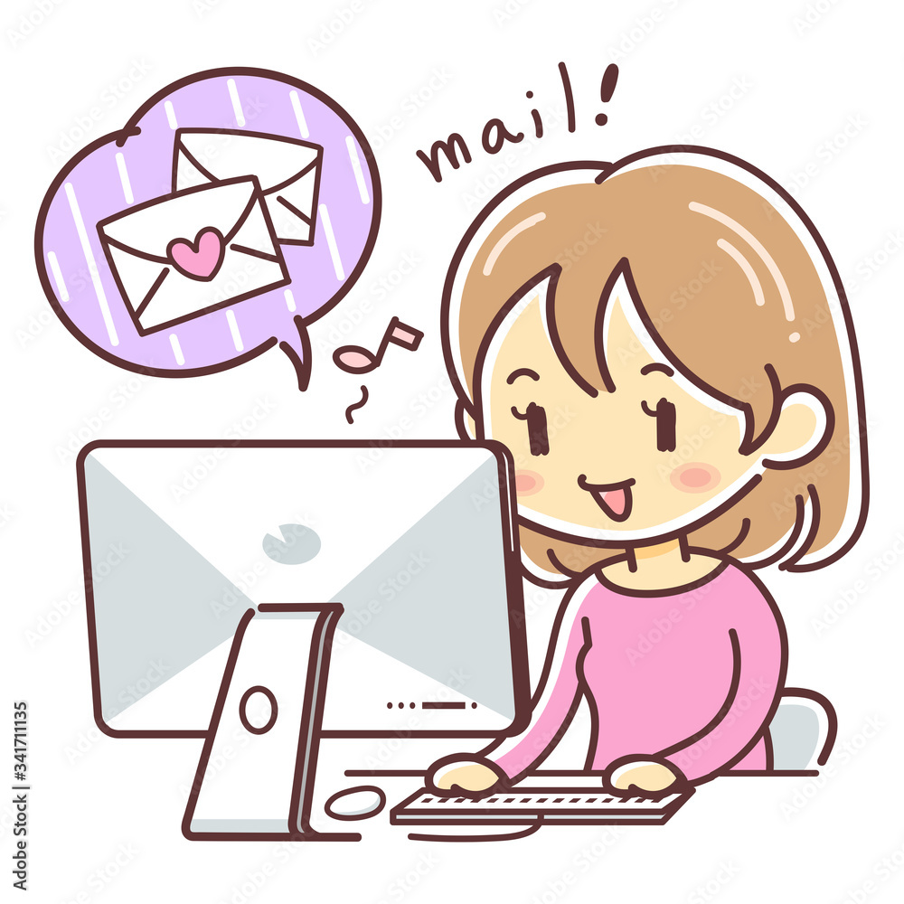 パソコンで恋人からのメールを受信する女性(恋愛・婚活・恋活) パソコンで恋人からのメールを受信する女性(恋愛・婚活・恋活)