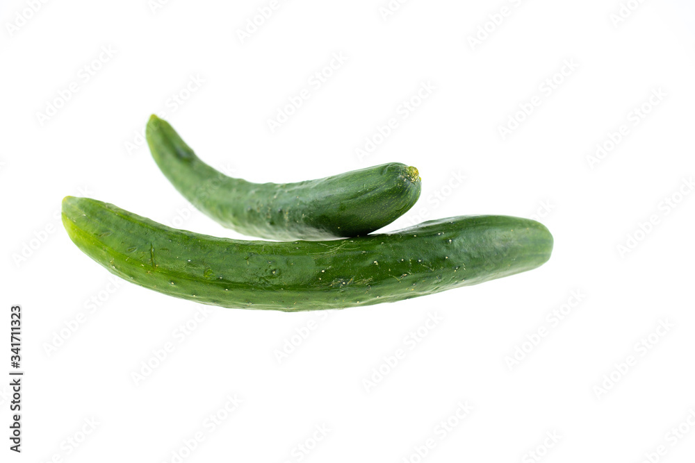 long green cucumber white background. long green cucumber white background.