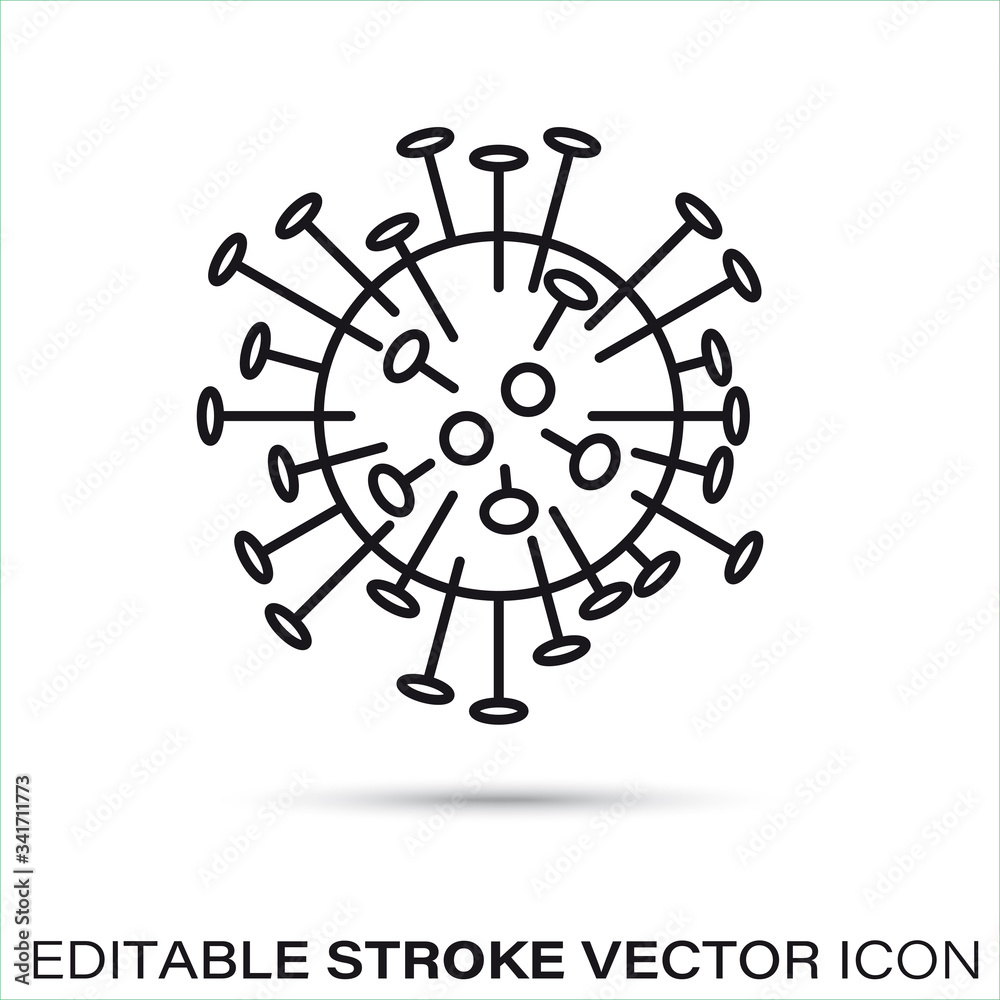 Editable stroke corona virus vector line icon Editable stroke corona virus vector line icon