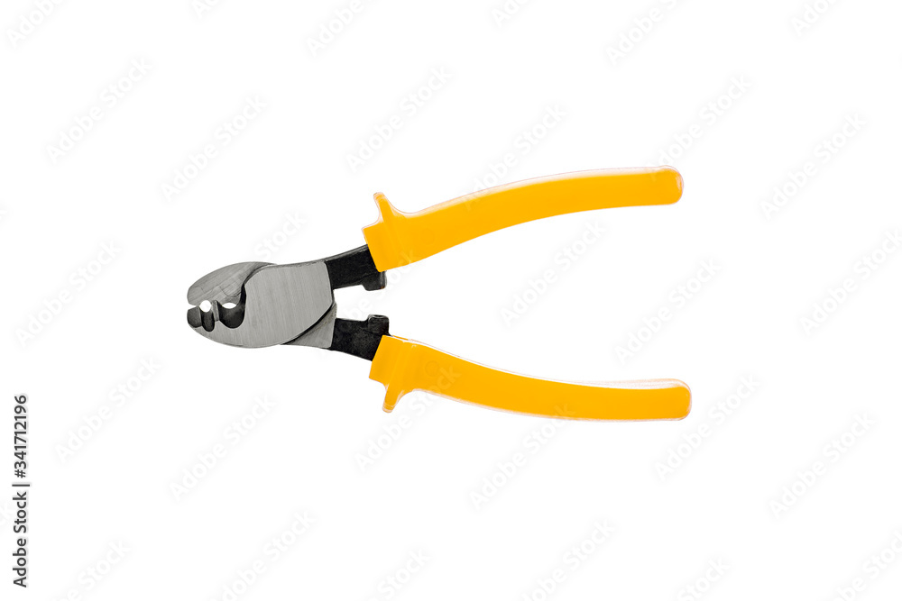Electrical Wire Cable Cutters. Pliers isolated on white background Electrical Wire Cable Cutters. Pliers isolated on white background