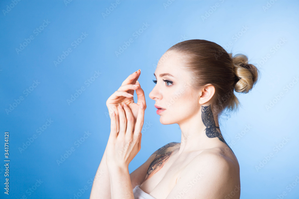 portrait of a young woman with soft skin after Spa treatments and cosmetics portrait of a young woman with soft skin after Spa treatments and cosmetics