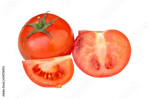 set of red tomatoes on a white background for your design or creating a rector’s menu photo