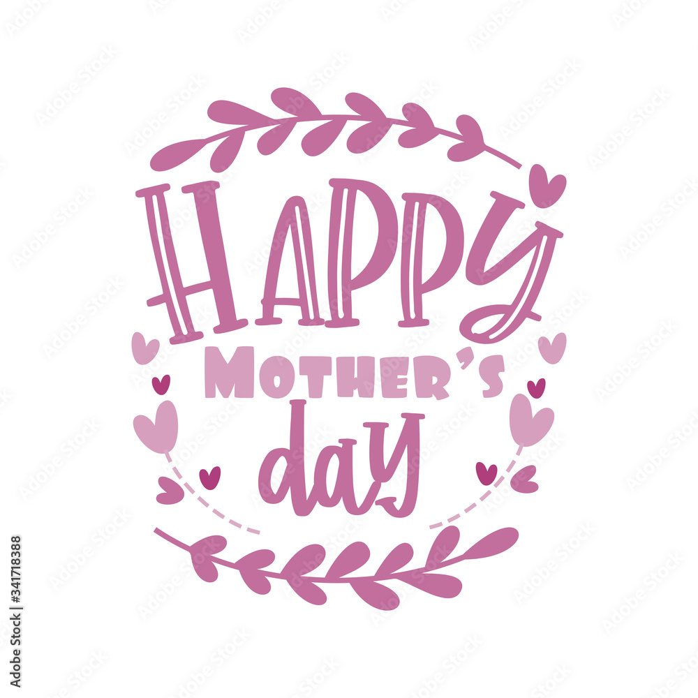 Happy Mother's day- calligraphy with flowers and hearts.
Good for greeting card, poster, banner, textile print and gift design.