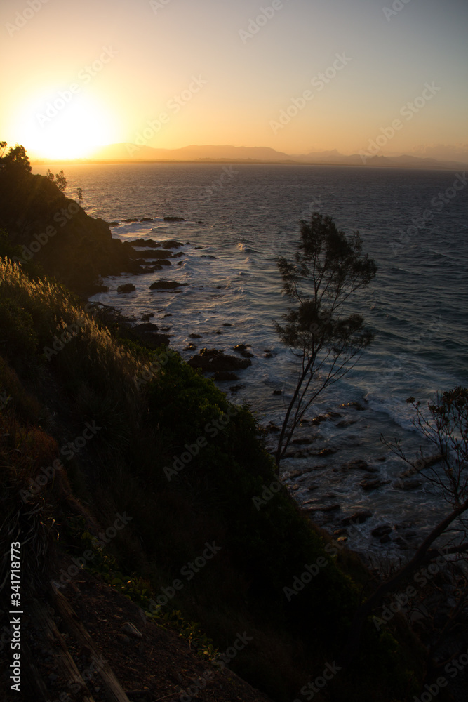 sunset over the sea cliffs