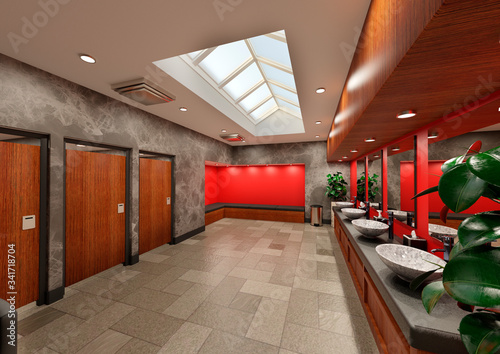 3D Rendering Restroom Interior Inside photo