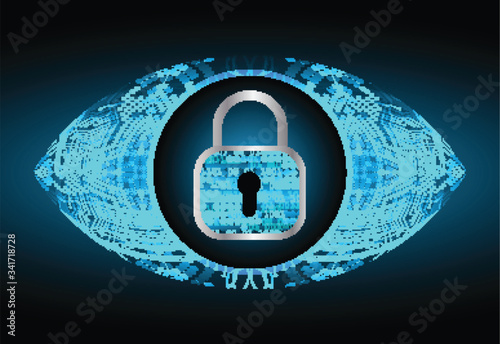 Closed Padlock on digital background, cyber security