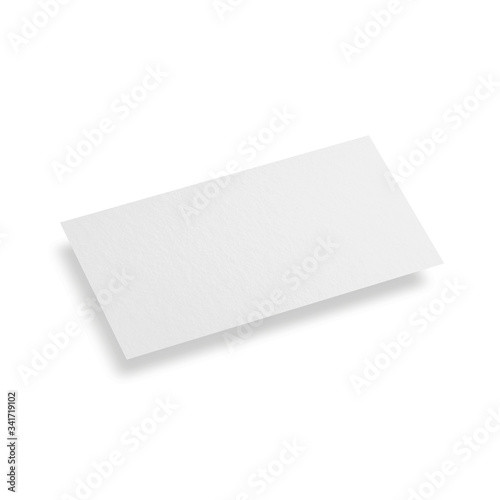 White blank paper business card mockup template on isolated white background, 3d illustration