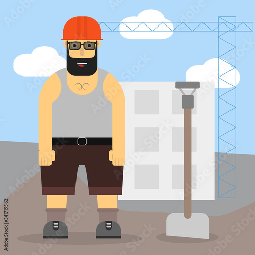 construction worker with a shovel