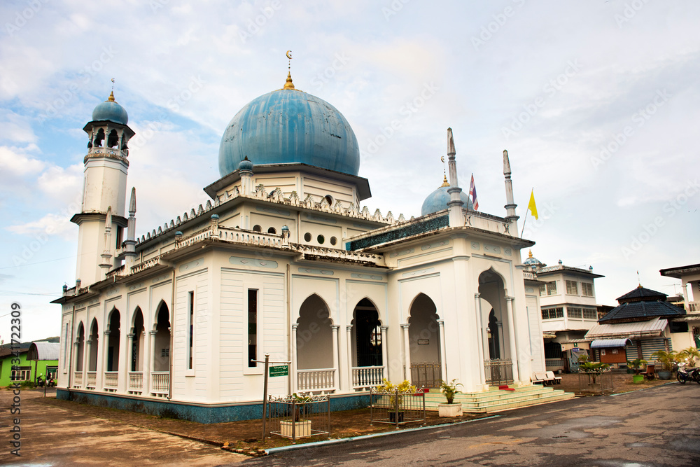 Central Mosque or Masjid klang of Betong city for thai people and foreign travelers travel visit and respect praying at Betong valley on August 16, 2019 in Yala, Thailand