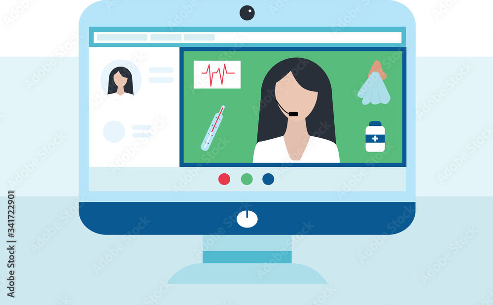 Online medical consultation and support. Online doctor. Vector illustration in flat style. Online medical consultation and support. Online doctor. Vector illustration in flat style.