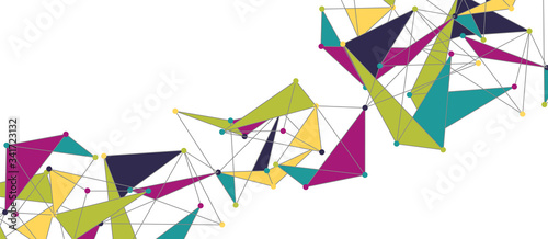 Line points connections, triangular technology design. Abstract geometric background