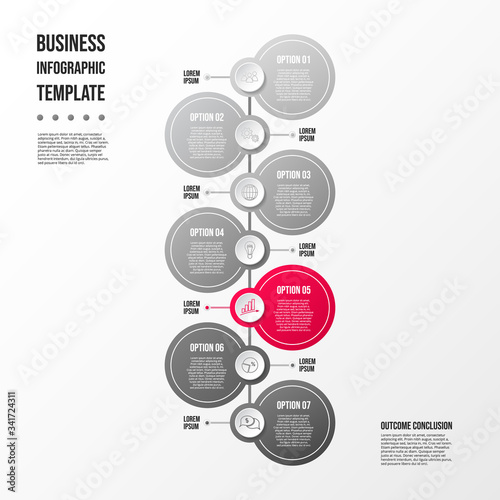 Gray infograph with business icons. Flowchart. Vector