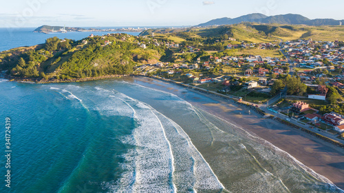 Aerial view of Ribanceira beach, in Imbituba - SC. Beautiful beach in Santa Catarina, Brazil photo