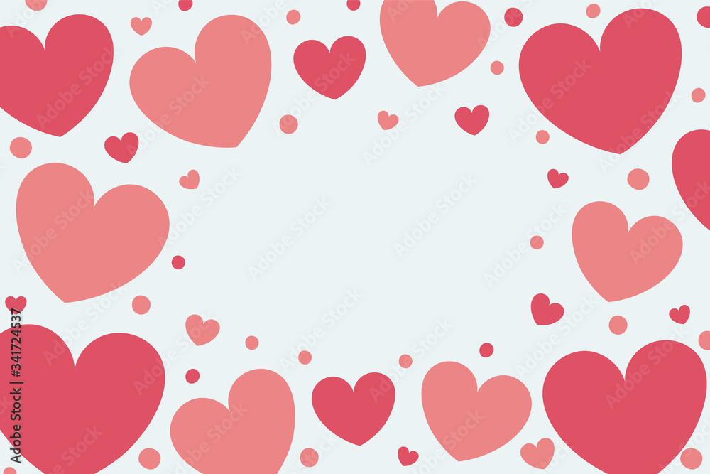 Banner with hand drawn hearts. Mother’s Day, Women’s Day and Valentine’s Day template. Vector