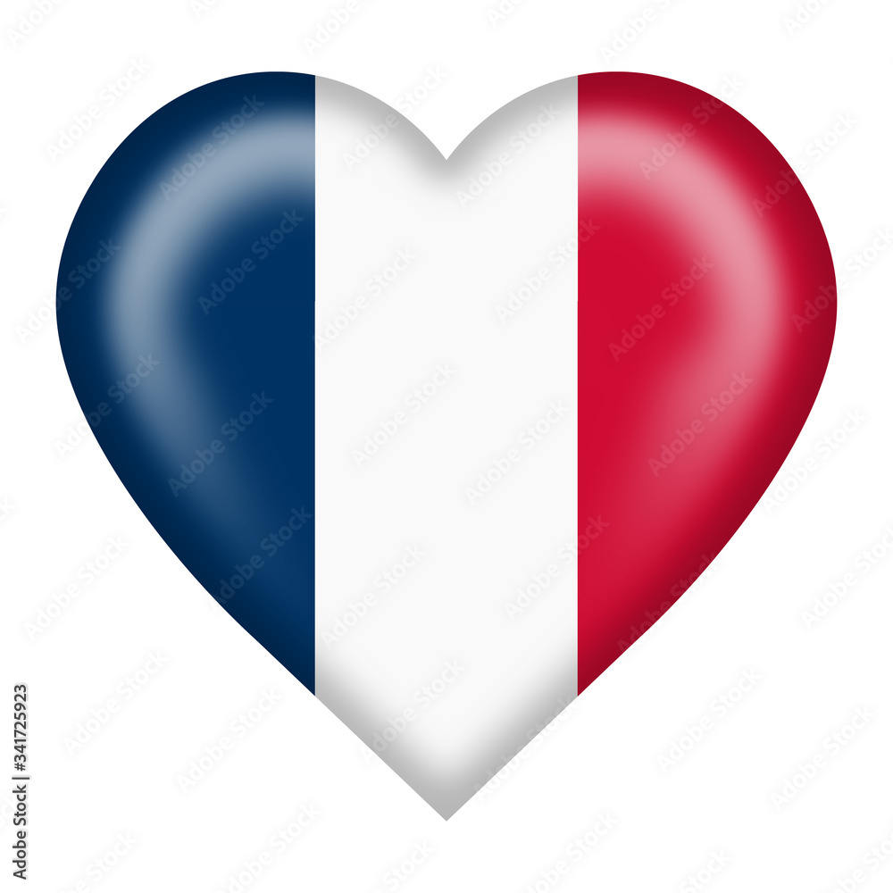 France flag heart button isolated on white with clipping path France flag heart button isolated on white with clipping path