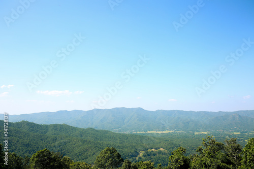 Landscape mountain view have clear sky layer little bit cloud