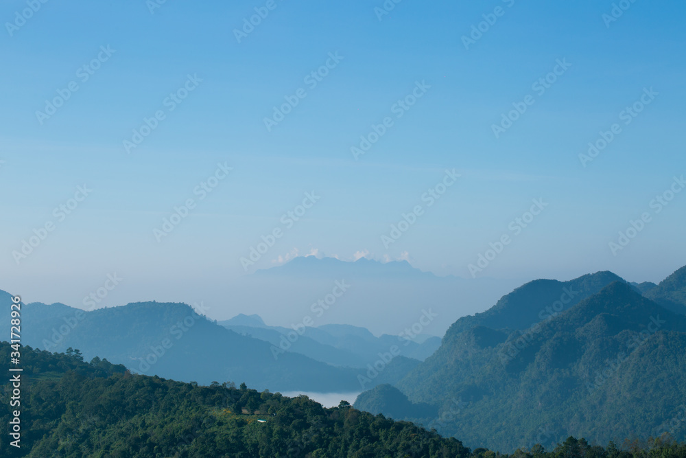 Landscape sky mountain view blue and clear sky