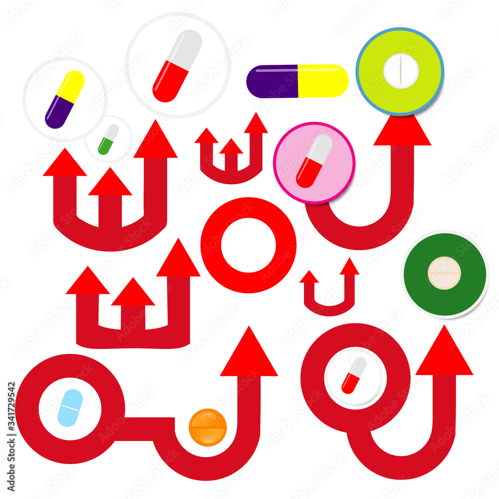 Arrows and drug on white background Arrows and drug on white background
