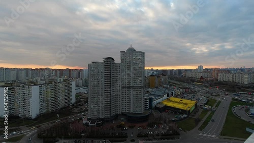 Cloudy sunset time lapce on the city