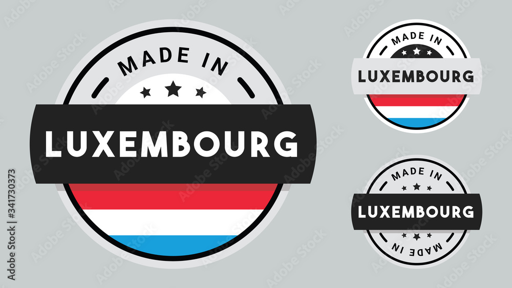 Made in Luxembourg collection for label, stickers, badge or icon with Luxembourg flag symbol.