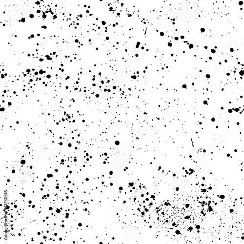 Black and white ink spatters texture seamless pattern