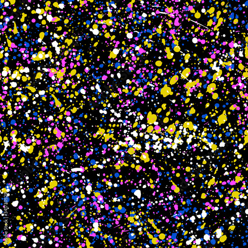 Colorful ink spatters texture seamless pattern