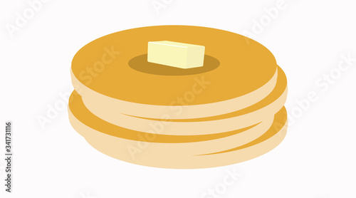 Pancakes with Butter. Vector Illustration, Isolated