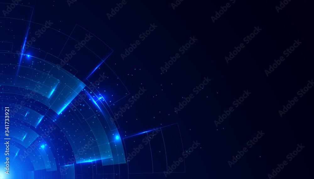 Abstract Hi-tech communication background with HUD elements circle digital futuristic blue color gradient innovation of technology concepts. vector illustration.