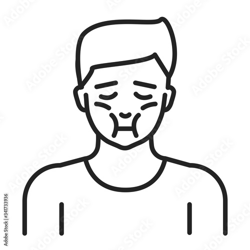 Face swelling line black icon. Allergy symptom. Pictogram for web page, mobile app, promo. UI UX GUI design element. Editable stroke.