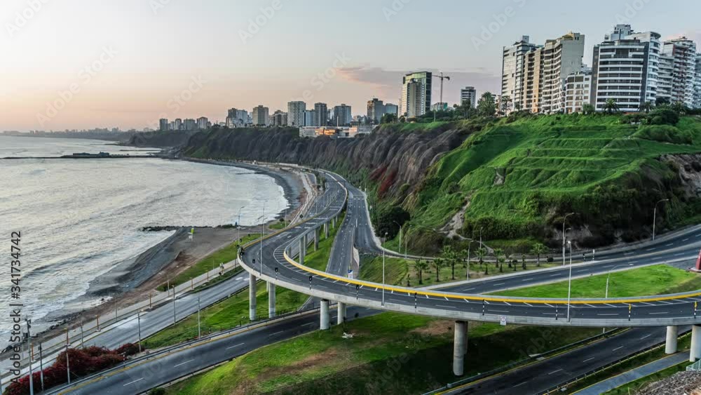 Sunrise timelapse on the Costa Verde in Miraflores-Lima, Peru.