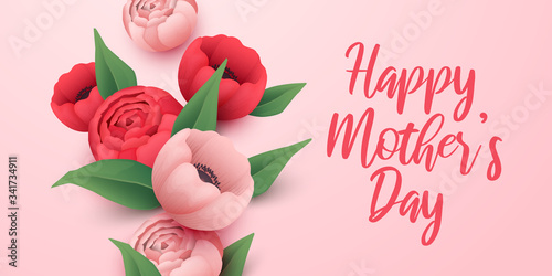 Happy Mothers Day background with flowers. Vector illustration