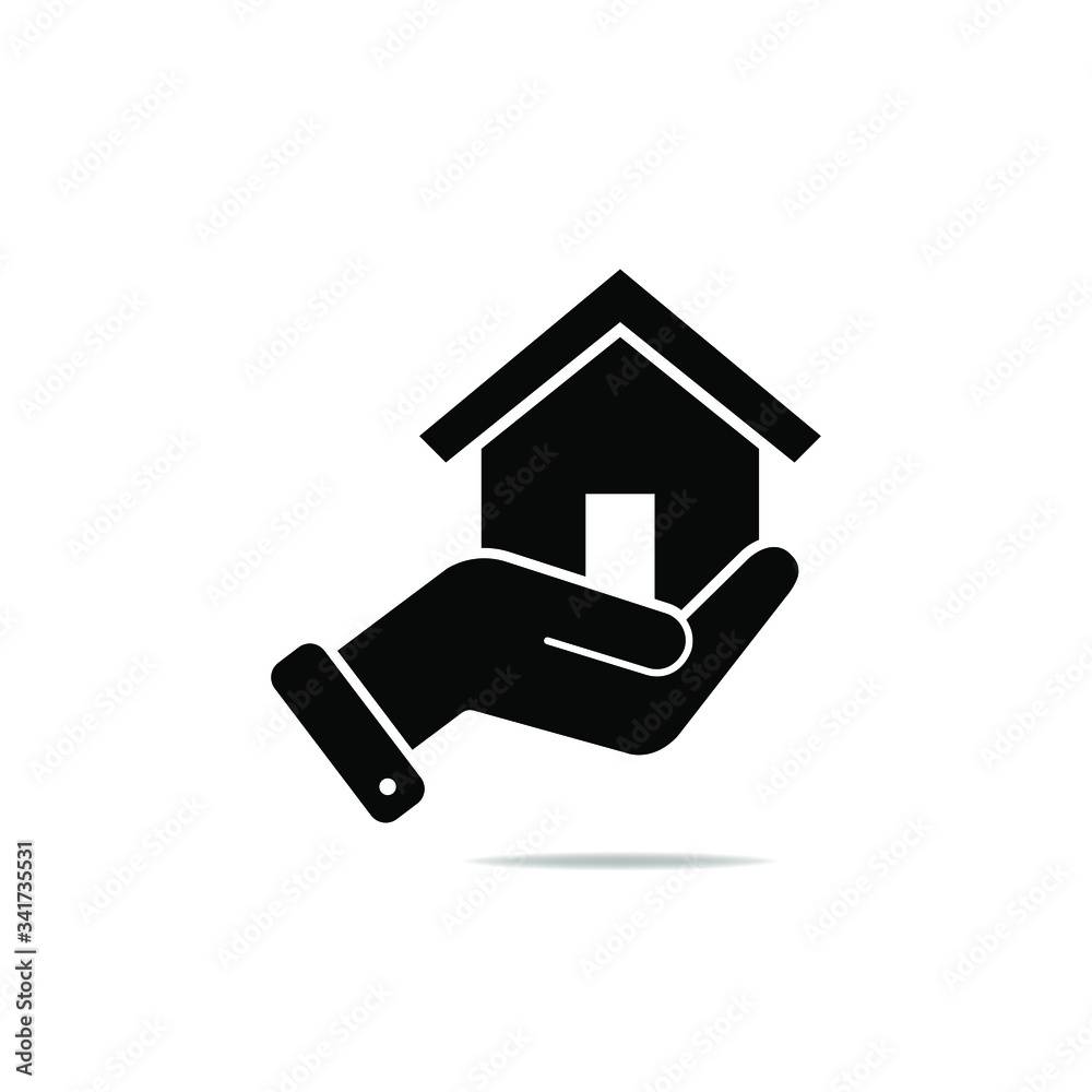 House in hand icon. Home care symbol concept isolated on white background. Vector illustration House in hand icon. Home care symbol concept isolated on white background. Vector illustration
