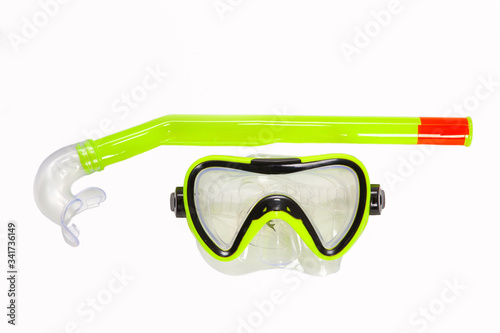 mask, snorkel, swimming, diving, subject on a white background, goggles for swimming, sport, pool