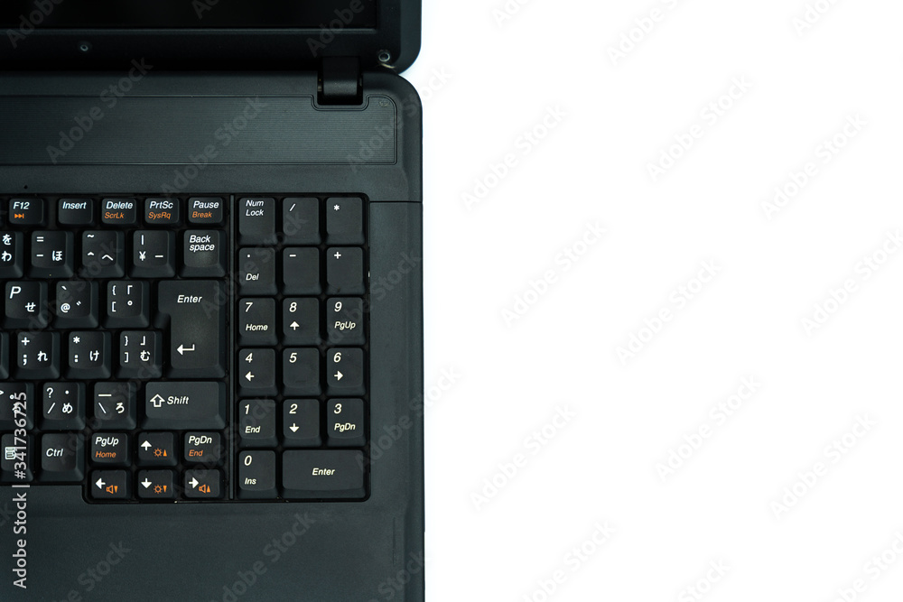 Using a computer on a white background Using a computer on a white background