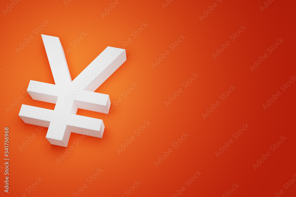 JPY Japanese Yen or CNY Chinese Yuan Currency Sign for Business Financial background, 3D Rendering with copy space. JPY Japanese Yen or CNY Chinese Yuan Currency Sign for Business Financial background, 3D Rendering with copy space.