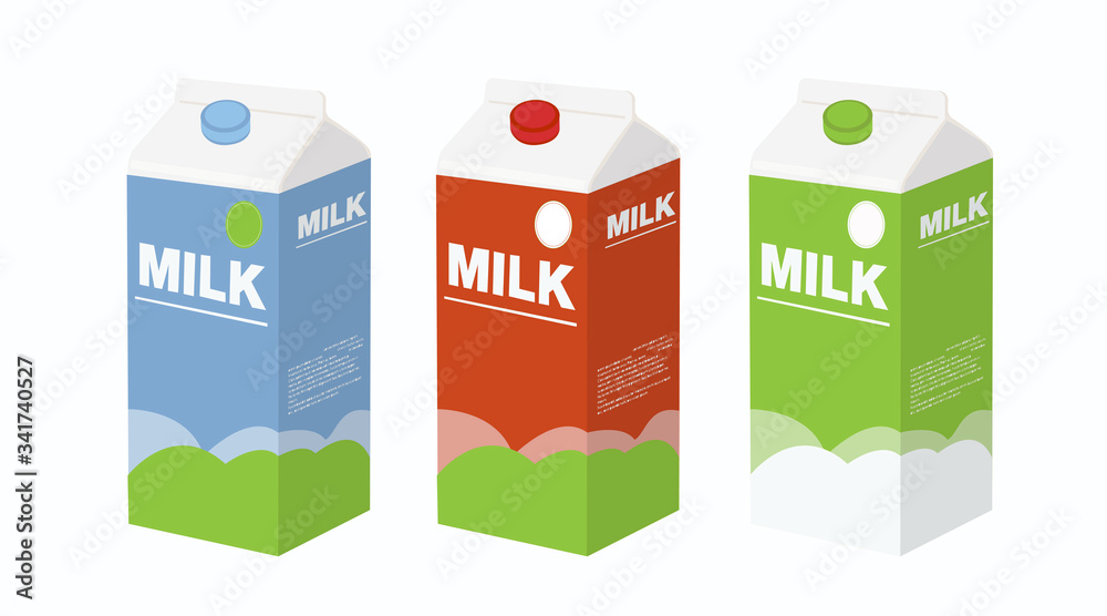 Collection of milk boxes. Milk carton mockup packages Collection of milk boxes. Milk carton mockup packages