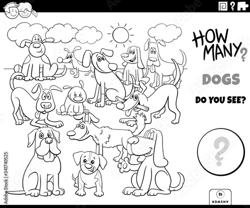 counting dogs educational game color book