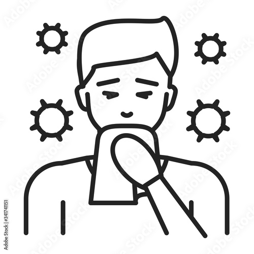 Runny nose line black icon. Infectious diseases, colds, flu. Pictogram for web page, mobile app, promo. UI UX GUI design element. Editable stroke.