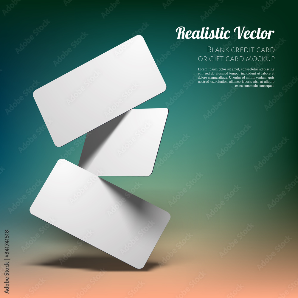 Mockup of Business Cards. Fan Stack at a Studio Dark Blue Background. Layered Template for Design with Transparent Shadows.