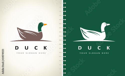 Duck bird logo vector. Animal design.