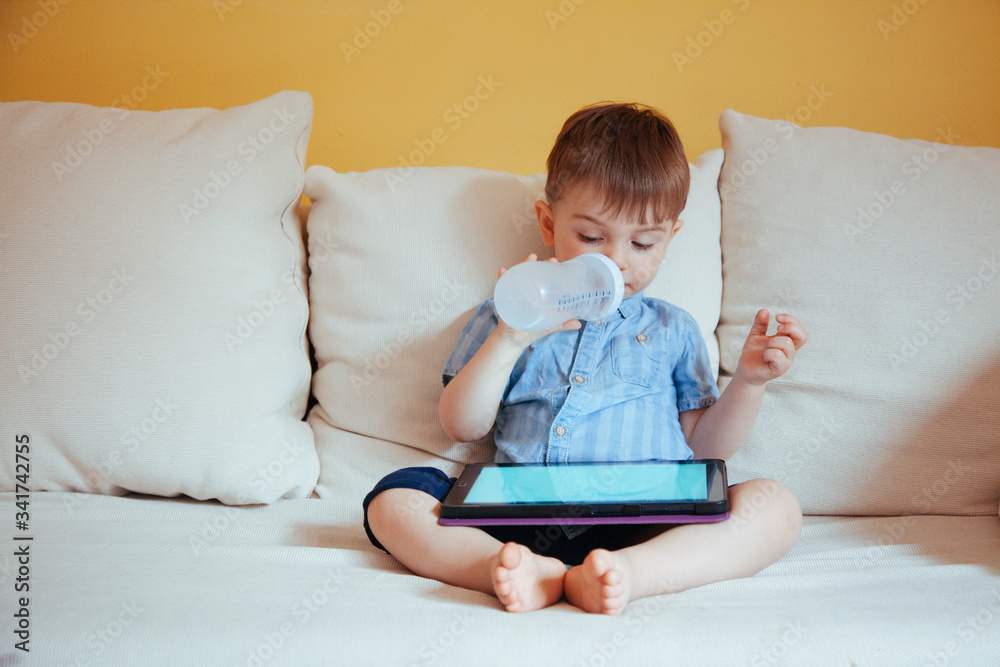 Addictive technology lifestyles for children in quarantine at home. Addictive technology lifestyles for children in quarantine at home.