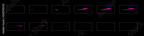 Shiny poison trail animation effect. smoke trail animation. frame by frame classic animation sprite sheet for game, cartoon, video, animation or motion