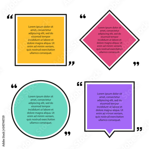 Quote collection. Quote of different colors on white background. Vector